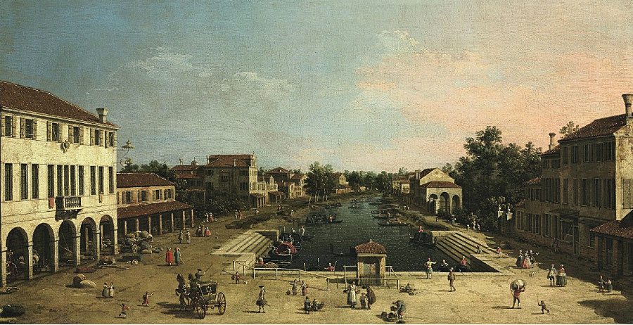 Piazza Barche di Mestre: la Posta e la Colonna