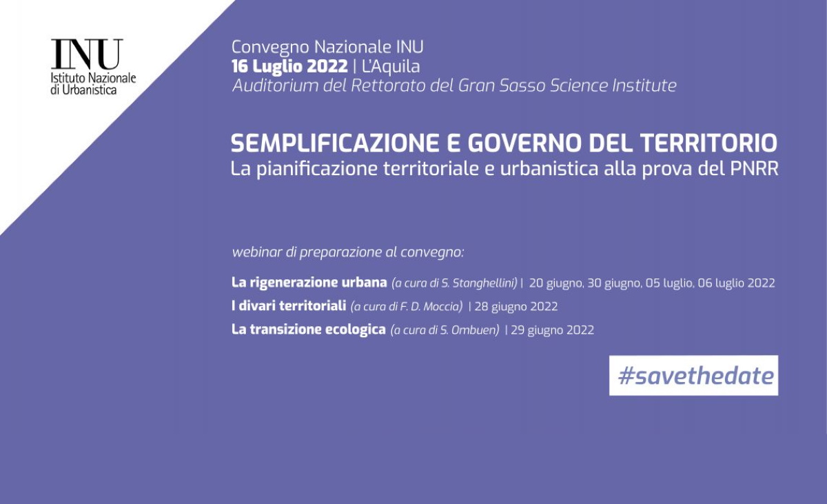 Urbanistica e semplificazione: il convegno e i webinar dell’INU