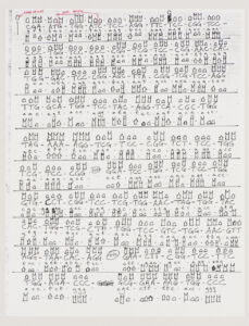 Peter Eisenman, Eisenman/Robertson Architects: rappresentazione schematica della sequenza del DNA per il Centro di biologia dell'Università Goethe a Francoforte sul Meno (Germania, 1987. Fondi Peter Eisenman, Centro canadese per l'architettura)