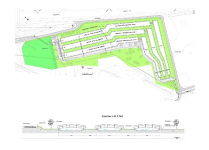 Planimetria di sistemazione paesaggistica dei laghetti di raffreddamento a Pollegio (© Consorzio Ingegneri galleria di base del San Gottardo Sud)
