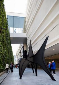 Pat and Bill Wilson Sculpture Terrace featuring Alexander Calder’s sculpture Maquette for Trois
Disques (Three Disks), formerly Man (1967) and the living wall, designed by Habitat Horticulture;
photo: © Henrik Kam, courtesy SFMOMA