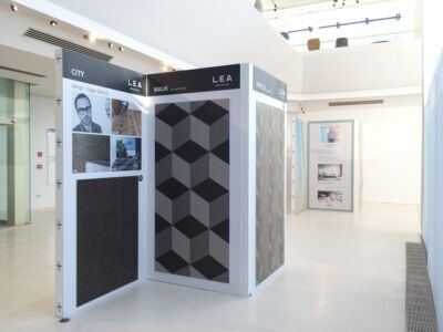 Il pannello espositivo di Lea Ceramiche (© Diletta Bracchini)