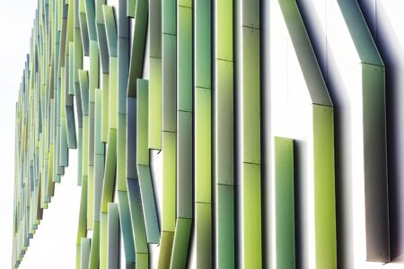 Nuovo magazzino automatico Pedrali, dettaglio delle lamelle di alluminio (© Filippo Romano)