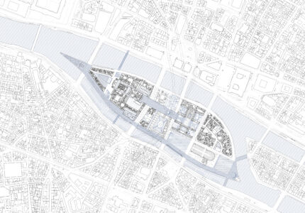 Planimetria del livello strada (© Dominique Perrault Architecture / DPA-ADAGP)