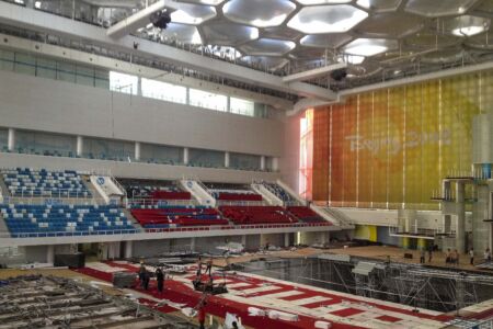 Water cube in trasformazione per competizioni di curling