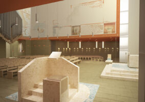 Vista interna altare dall’ambone (©Francesca Leto, Matteo Baratto grafica)