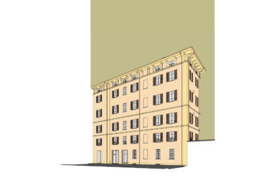 Veduta prospettica dell'edificio secondo progetto (©Diverserighestudio)