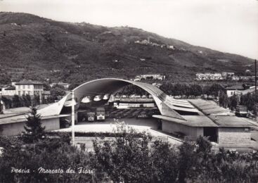 Leonardo Savioli e Leonardo Ricci, mercato dei Fiori a Pescia, vecchia cartolina postale