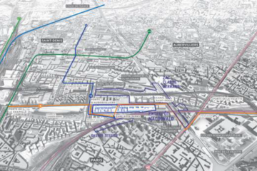 Sito di progetto con le principali connessioni urbane, viabilistiche e di trasporti