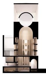 Berlino, House of One, progetto, sezione BB ©Kuehn Malvezzi Architects