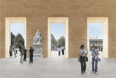 Humboldtforum Schloss Berlin, agorà e facciata separata dal display storico, concorso (© Kuehn Malvezzi)