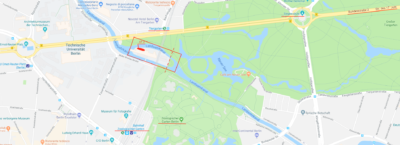 Planimetria Berlino (google map) con Schleuseninsel e asse Straße 17.Juni