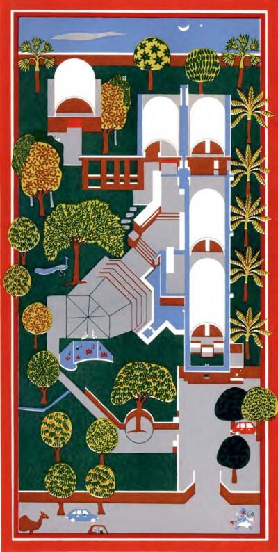 Sangath Architect's Studio 1980. Ahmedabad, India.
(Drawing courtesy of VSF)
Site plan as miniature, by Doshi.