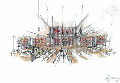 Croquis bibliothèque (Bernard Plattner) © RPBW