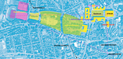 Weimar, Topografia del Moderno, schema dei tre assi, © Francesca Petretto