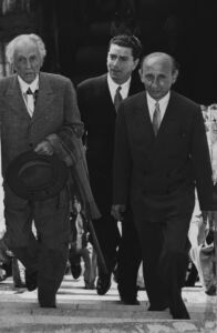F. L. Wright con Bruno Zevi e Giuseppe Samonà in visita a Venezia, 1951
Collezione Archivio Iconografico Iuav