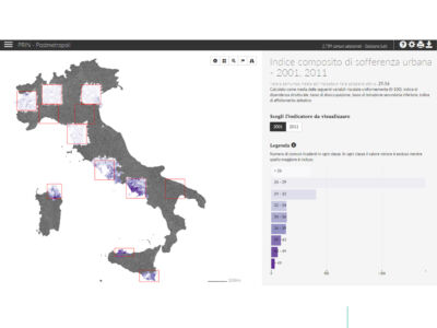 Mappa dell'indice composito di sofferenza urbana in Italia nel 2001 (Atlante dei territori del post-metropolitano)