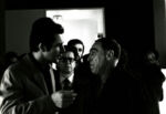 Gianfranco Cavaglià con Achille Castiglioni all'inaugurazione del negozio Flos a Torino (1972)