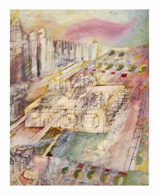 Franco Purini.
Città in costruzione, tecnica mista su carta 1966
