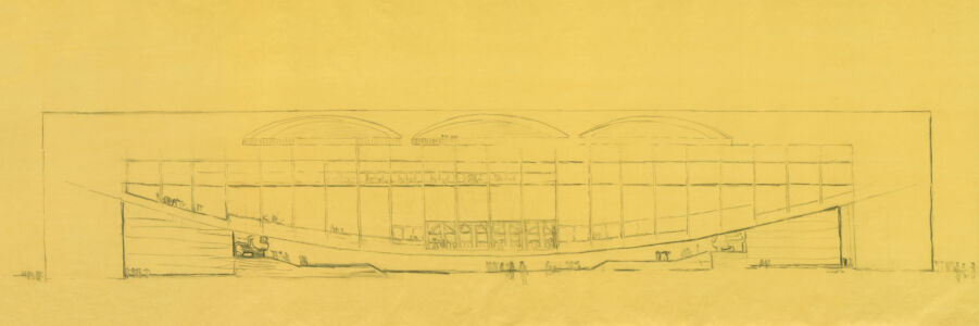 Louis Kahn, Palazzo dei Congressi, Venezia, studio della facciata, 1970 (© Louis I. Kahn Collection, The University of Pennsylvania and the Pennsylvania Historical Museum Commission)