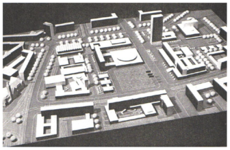 Modello del progetto vincitore per il concorso 1961 per la Zentraler Platz, Collettivo Peter Andrä, Fonte Deutsche Architektur