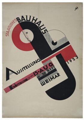 Il Poster originale della prima mostra a Weimar, 1923. Progetto di Joost Schmidt (©VG Bild-Kunst Bonn, 2017. Bauhaus-Archiv Berlin)
