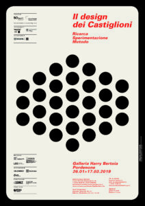 Locandina della mostra a Pordenone: Il design dei Castiglioni. ricerca \ sperimentazione \ metodo