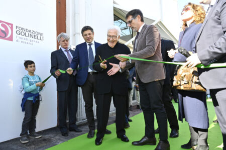 Marino Golinelli con il sindaco di Bologna Virginio Merola all'inaugurazione di G-Factor (foto Giovanni Bortolani)