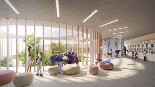 Progetto vincitore del concorso per il nuovo polo scolastico a San Lazzaro di Savena (© Mario Cucinella Architects)