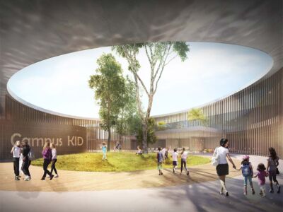 Progetto vincitore del concorso per il nuovo polo scolastico a San Lazzaro di Savena (© Mario Cucinella Architects)