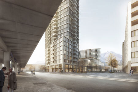 Progetto Pilatus Arena a Kriens (© giuliani.hönger dipl. architekten eth-bsa-sia; Visualisierungen: maaars architektur)
