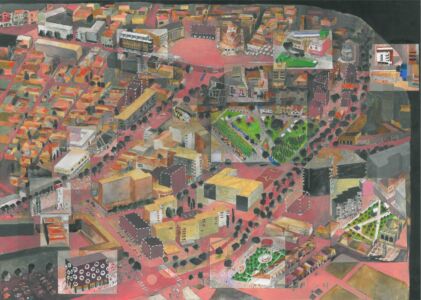 Peter Wilson, mappa dipinta di Korça (Courtesy of BOLLES+WILSON GmbH & Co. KG)