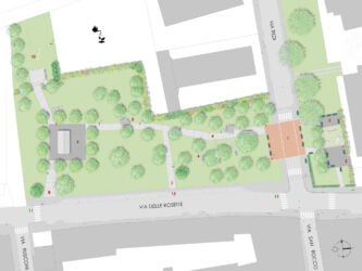 Giardino Marco Adolfo Boroli a Novara, planimetria d’intervento (elaborazione grafica Ida Lia Russo)