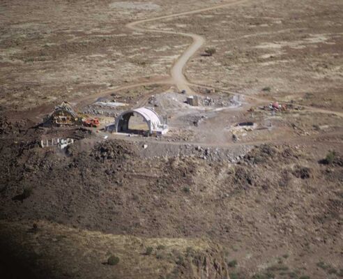 Cantiere del villaggio di Arcosanti, Arizona (1970, © Cosanti Foundation)