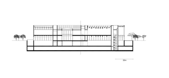 Sezione del progetto del West Bund Museum, progettato da David Chipperfield, Shanghai (©David Chipperfield Architects)