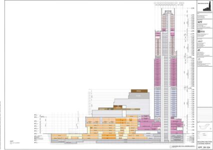 Sezione del progetto del museum-mall K11 a Victoria Dockside, Hong Kong (© KPF + RLP)