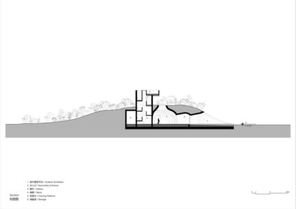 Sezione del progetto del Dune Art Museum, Bohai Bay (©OPEN Architecture)