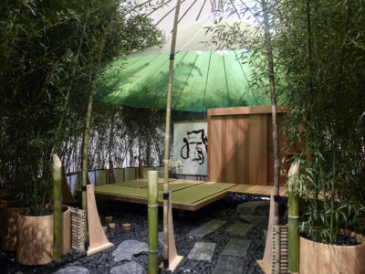 Allestimento della casa da tè per l'Unesco