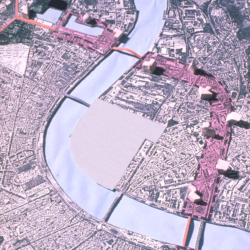 Contributo dello studio OMA di Rem Koohlaas per il concorso di idee "Bordeaux Port de la Lune" organizzato da Arc en rêve nel 1989 (© Office for Metropolitan Architecture)
