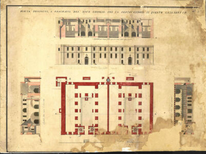 Il blocco de Rohan del XVIII secolo. Disegno della National Library of Malta