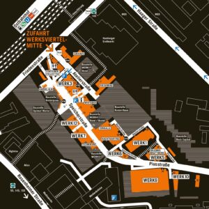 La mappa del Werksviertel aggiornata ad Ottobre 2019 (©Werksviertel-Mitte 2020)