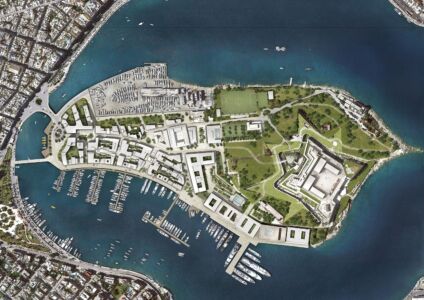 Masterplan del progetto Manoel Island: il lazzaretto è collocato in basso a destra (©MIDI plc)