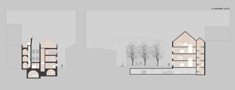 Le sezioni dell'intervento di trasformazione ad opera dello studio Marte.Marte (©Marte.Marte/ZTKammer)