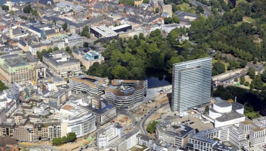 Veduta dall'alto dell'area con, al centro l'intervento Koebogen 1