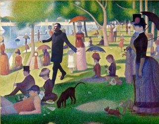 Il sindaco Antonio Decaro disperde gli assembramenti (fotomontaggio dal dipinto di George Seurat, "Promenade à la Grande-Jatte"