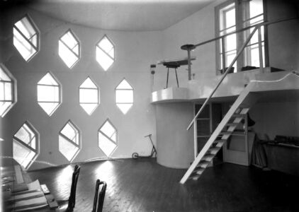 Immagine storica dell'interno della Mel’nikov Dom a Mosca (foto di State Melnikovs Museum)