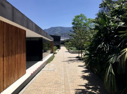 La relazione tra architettura e natura in uno dei percorsi laterali di connessione (foto di Luca Bullaro)
