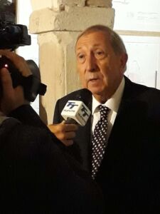 Juan Navarro Baldeweg durante la sua lectio in occasione dell’inaugurazione della mostra al Museo di Santa Giulia, Brescia (foto di Alessandro Colombo)