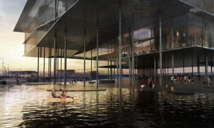 Le palafitte del progetto per il Wadden Sea World Heritage Centre, Lauwersoog, Paesi Bassi, 2021 (©Dorte Mandrup A/S)