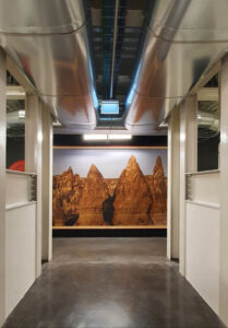 Foto dell'allestimento della mostra sulla Cappadocia nella Ca' Scarpa restaurata dal lavoro di Tobia Scarpa (foto di Alberto Vignolo)